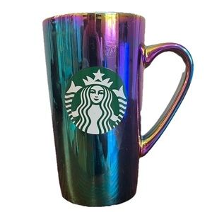 Starbucks Iridescent Tall Coffee Tea Mug Cup 16 Oz Multicolor Green Logo 2022